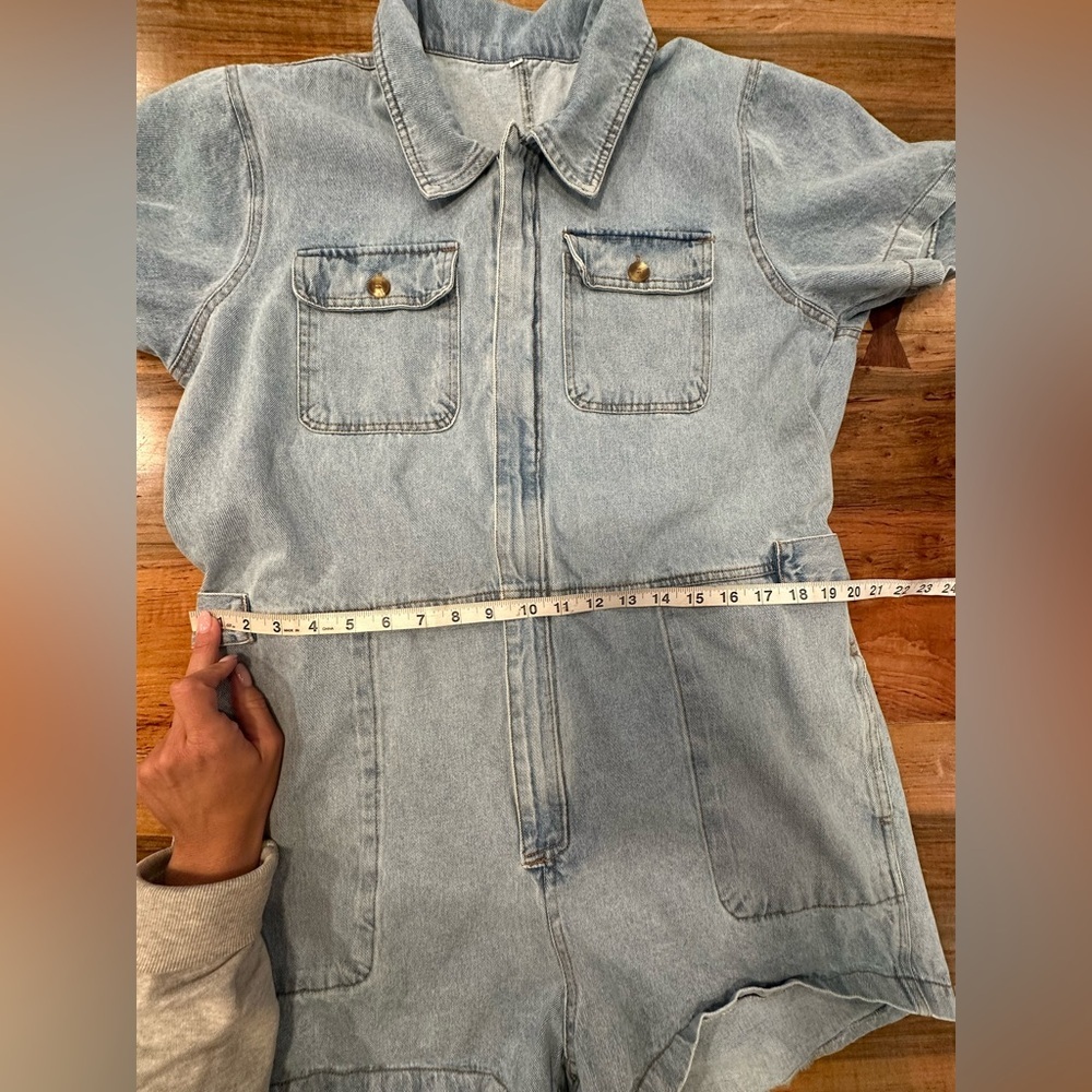 Euc Light Blue Denim Romper short sleeves - Picture 8 of 10